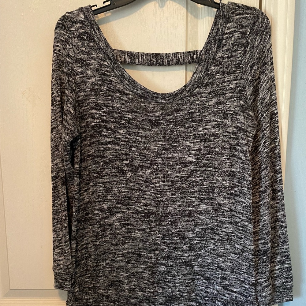 Black, white, and gray sweater
